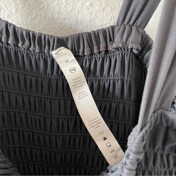 Rae Mode Womens Gray Smocked Top Wide Leg Sleeveless Casual Jumpsuit Size Medium - Picture 8 of 8